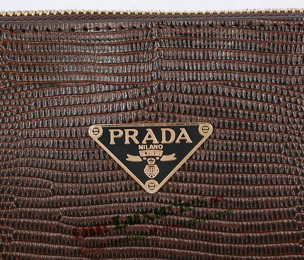 2014 Prada Lizard Leather Clutch 86032 khaki for sale